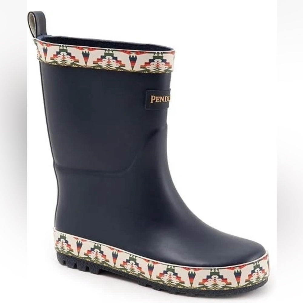 NEW PENDLETON Kid's Tuscan Navy Rain Boots Waterproof Slip-On Kids Size 11/12T